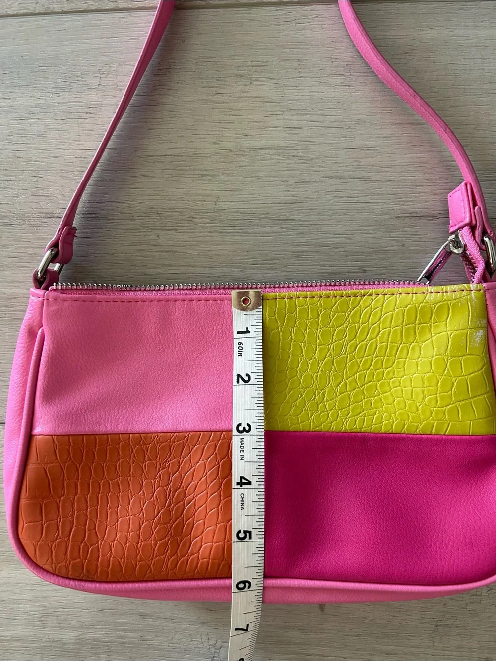 Wild Fable Colorblock Pink Shoulder Bag with Orange & Yellow Panels